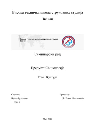 Kultura: seminarski rad iz sociologije
