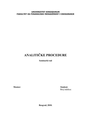 Analiticke procedure