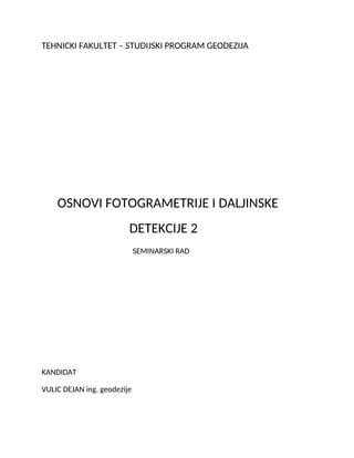 Osnovi fotogrametrije i daljinske detekcije 2