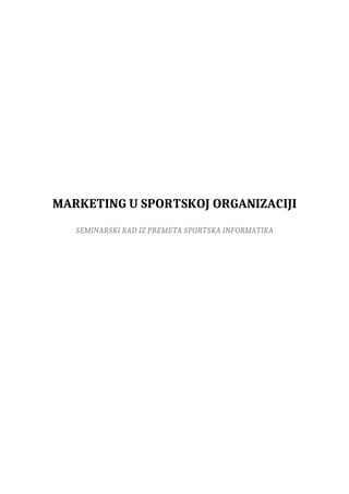 Marketing u sportskoj organizaciji