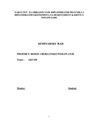 Akcije: seminarski rad