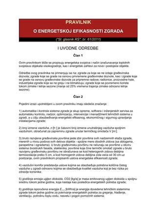 Pravilnik o energetskoji efikasnosti zgrada