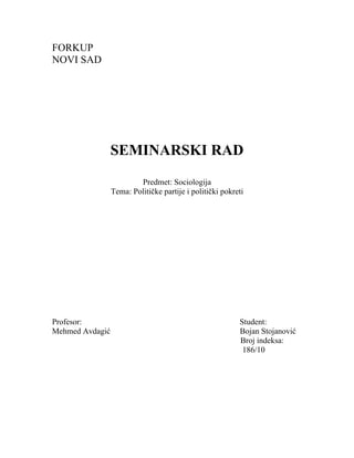 Politicke partije i politički pokreti