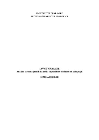 Analiza sistema javnih nabavki