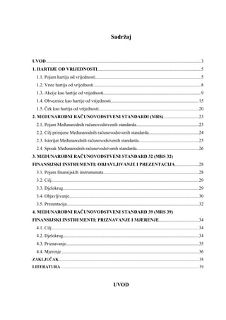 Hartije od vrednosti – Primena MRS