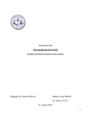 Ekoremedijacija jezera Palić