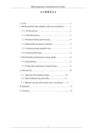 Mikroorganizmi u sanaciji životne sredine