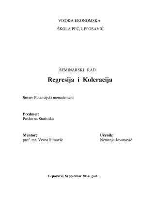 Regresija i koleracija