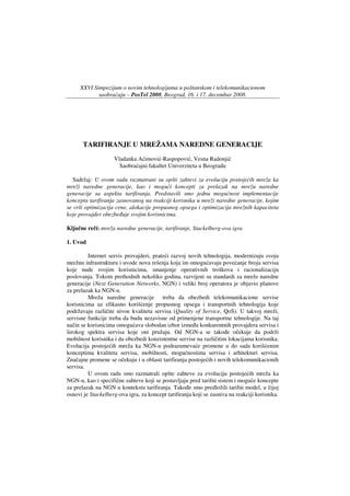 Tarifiranje u mrežama naredne generacije