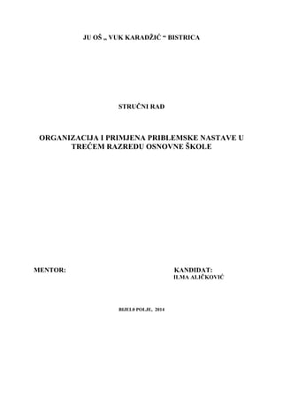 Organizacija i primjena priblemske nastve u trećem razredu osnovne škole