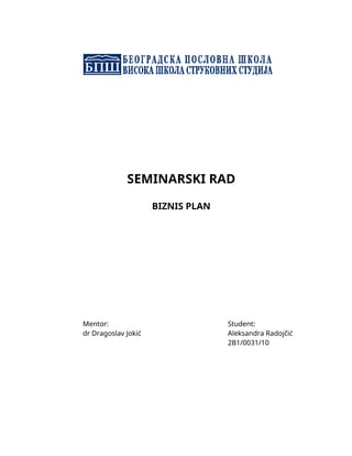 Biznis plan – Samostalna trgovinska radnja