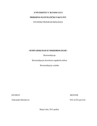 Bioremedijacija ekosistema zagađenih naftom