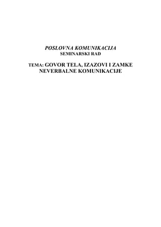 Govor tela i zamke neverbalne komunikacije