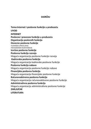 Internet i poslovne funkcije u preduzeću