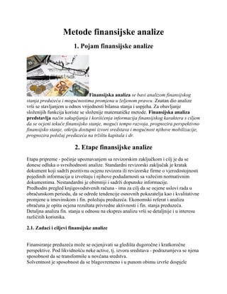 Metode finansijske analize