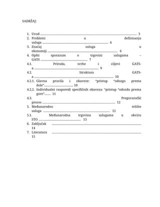 Aktuelna pitanja u medjunarodnoj trgovini uslugama