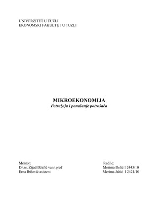 Potraznja i ponasanje potrosaca