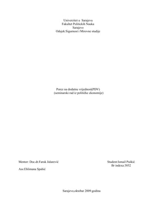 Porez na dodatnu vrijednost (PDV)