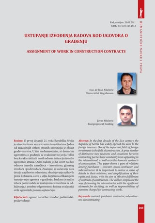 Ustupanje ugovora o građenju