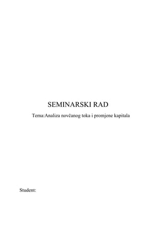 Analiza novčanog toka i promjene kapitala