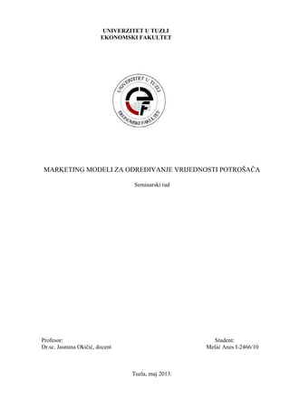 Marketing modeli za određivanje vrijednosti potrošača