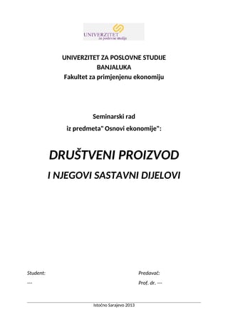 Društveni proizvod i njegovi sastavni dijelovi
