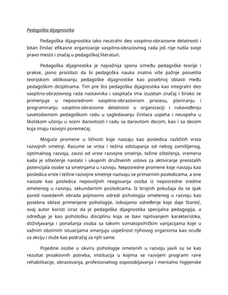 Pedagoška dijagnostika – mentalna retardacija