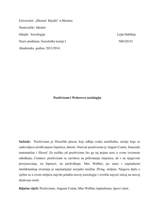 Pozitivizam i Weberova sociologija