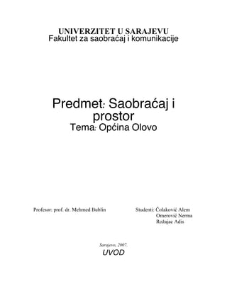 Saobracaj – Općina Olovo