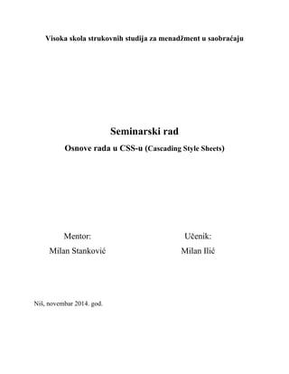 Osnove rada u CSS-u (Cascading Style Sheets)