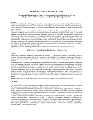 Promocija u savremenim uslovma poslovanja