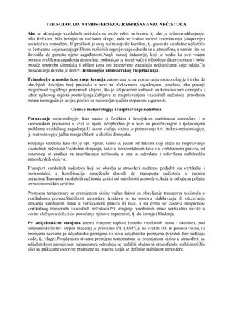 Tehnologija atmosferskog raspršavanja nečistoća