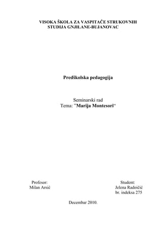 Pedagoski metod Marije Montesori