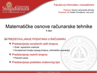 Matematičke osnove računarske tehnike
