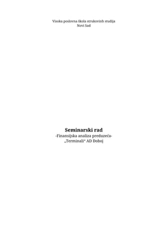 Finansijska analiza preduzeća – „Terminali“ AD Doboj
