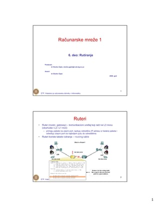 Računarske mreže 1: rutiranje