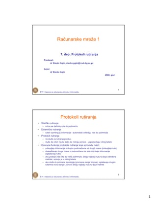 Protokoli rutiranja (1. i 2. deo)