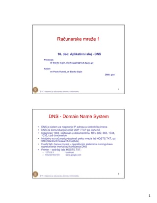 Aplikativni sloj – DNS