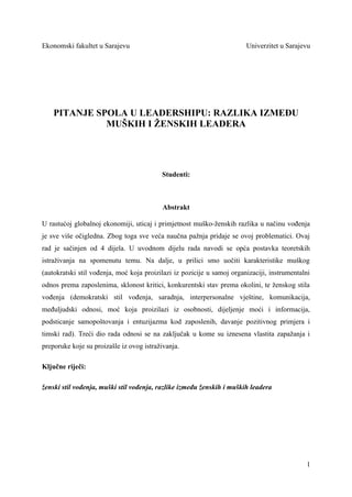 Razlike između ženskih i muških lidera