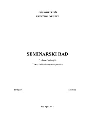 Problemi savremene porodice