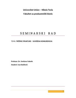 Trzisne strukture – Savrsena konkurencija