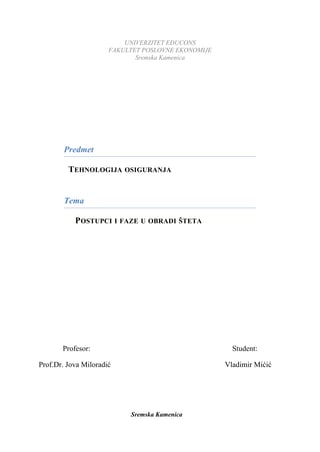 Postupci i faze u obradi steta