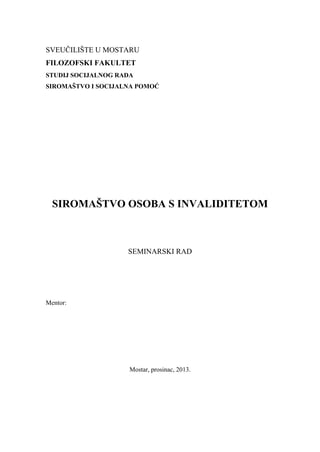 Siromaštvo osoba s invaliditetom