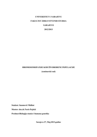 Hromosomopatije kod živorođene populacije