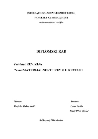 Materijalnost i rizik u reviziji