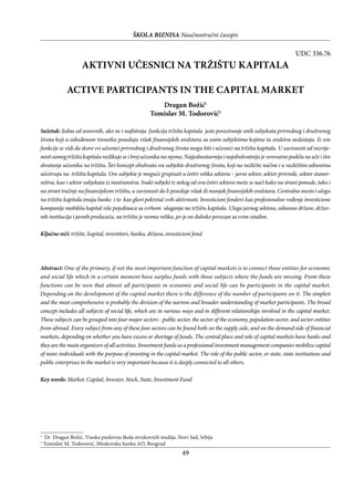 Aktivni učesnici na trzistu kapitala