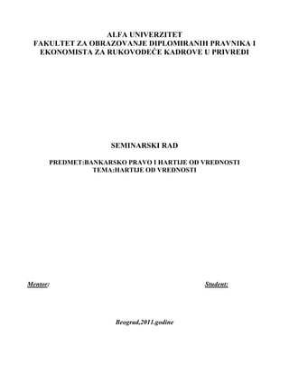 Hartije od vrednosti