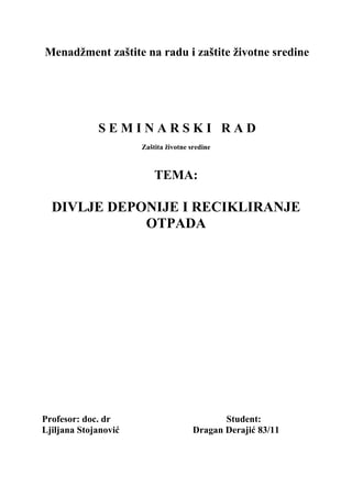 Divlje deponije i recikiranje otpada