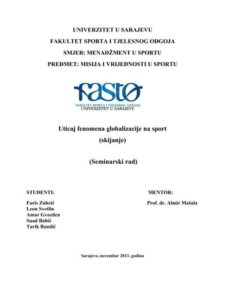 Uticaj fenomena globalizacije na sport (skijanje)