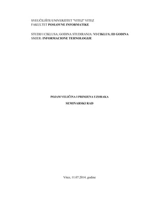 Pojam veličina i primjena uzraka